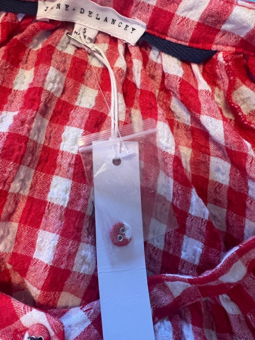 Jane and Delancey Women’s Red White& Blouse Gingham Check Button Up Small - Picture 6 of 8
